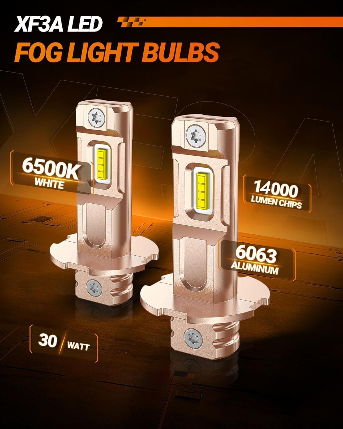 Super Bright H3 LED Fog Lights 600% Brighter – Long-Lasting 50000 Hours, 2 Pack