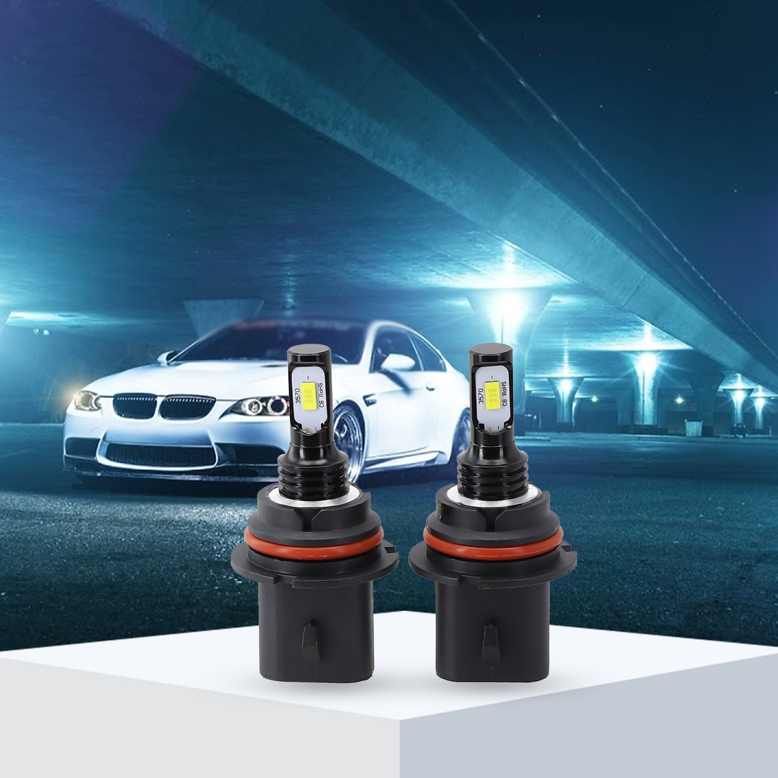 LED Car Headlights Internal Drive Single Beam White Light 2Pcs 50000hrs
