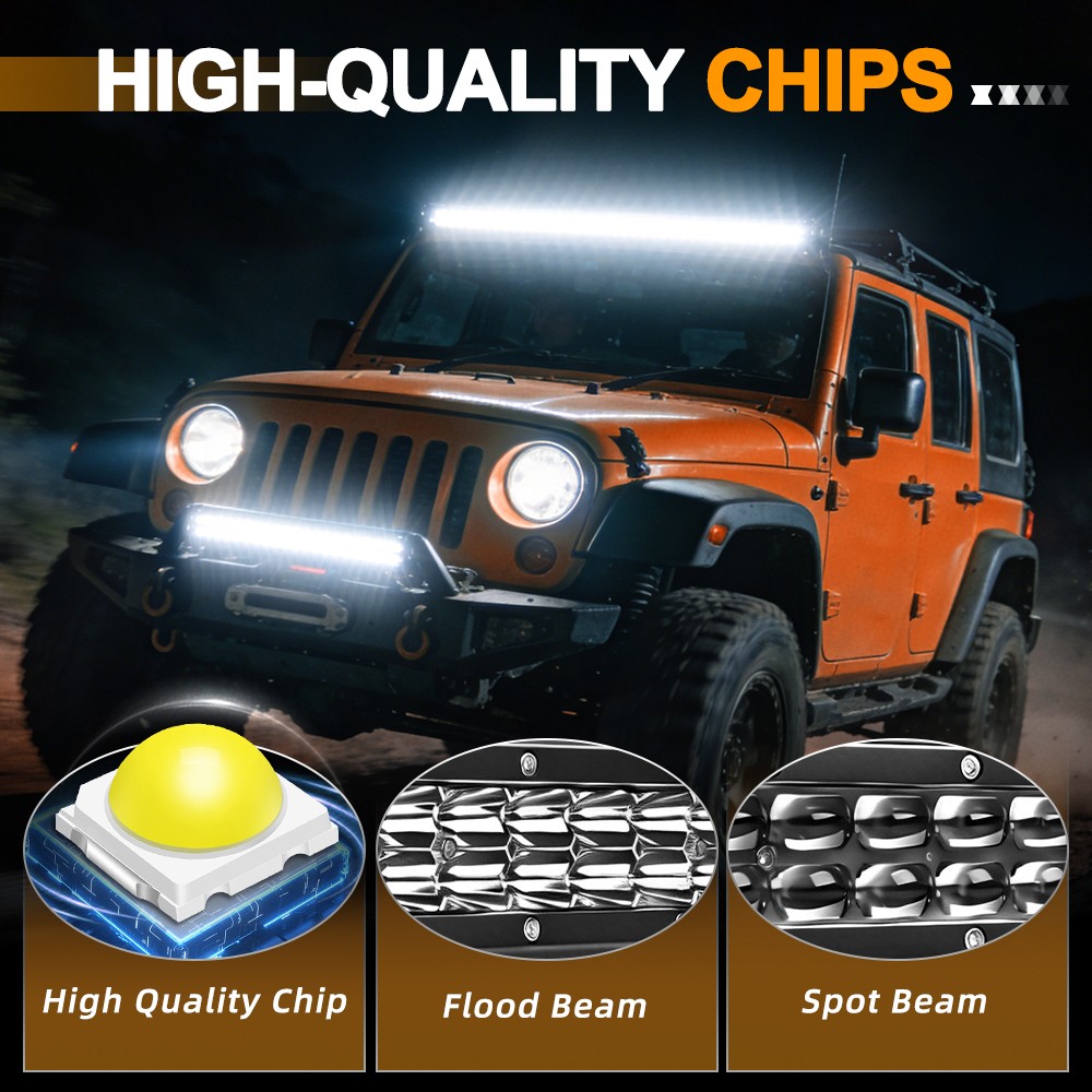 Dual Row 15″20″24″28″33″42″48″ LED Light Bar Spot Flood Combo Truck 4WD Offroad