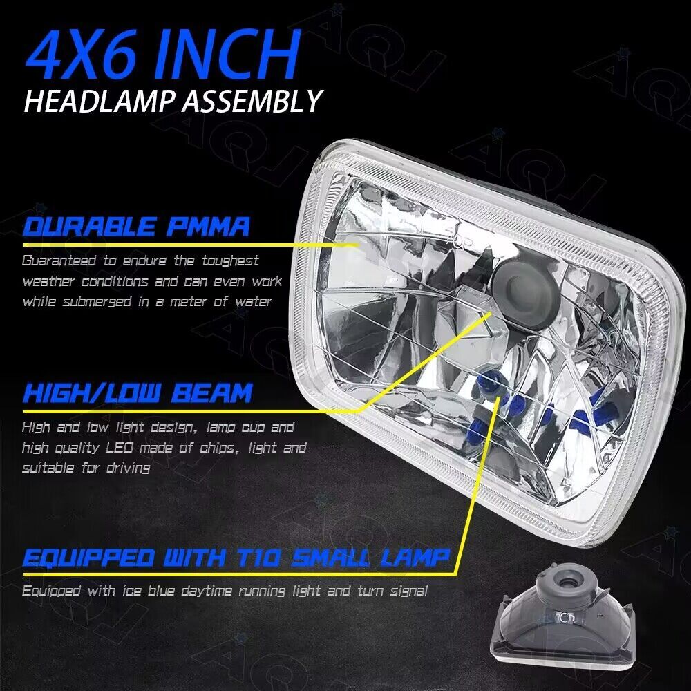 Fit Chevrolet Monte Carlo SS 1980-1988 4PCS 4×6″ inch Led Headlights Hi/Low Beam