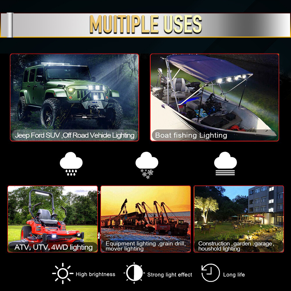 7″14″20″26″32″ Dual Row LED Light Bar DRL Spot Flood for UTV ATV Truck UTE Boat