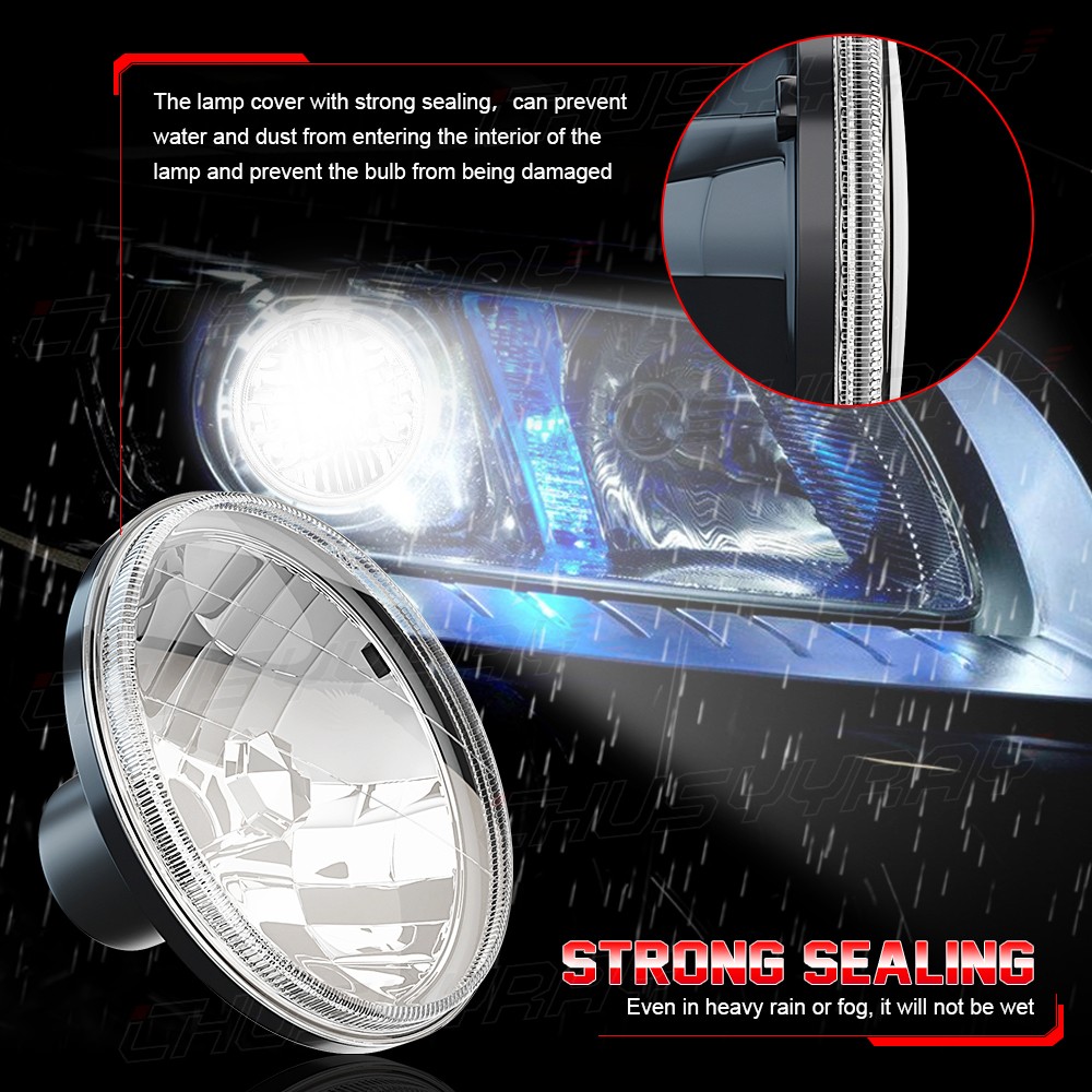 4X 5.75inch 5-3/4″ H5001 H5006 LED Headlights Hi/Lo W/ DRL For Peterbilt 359 379