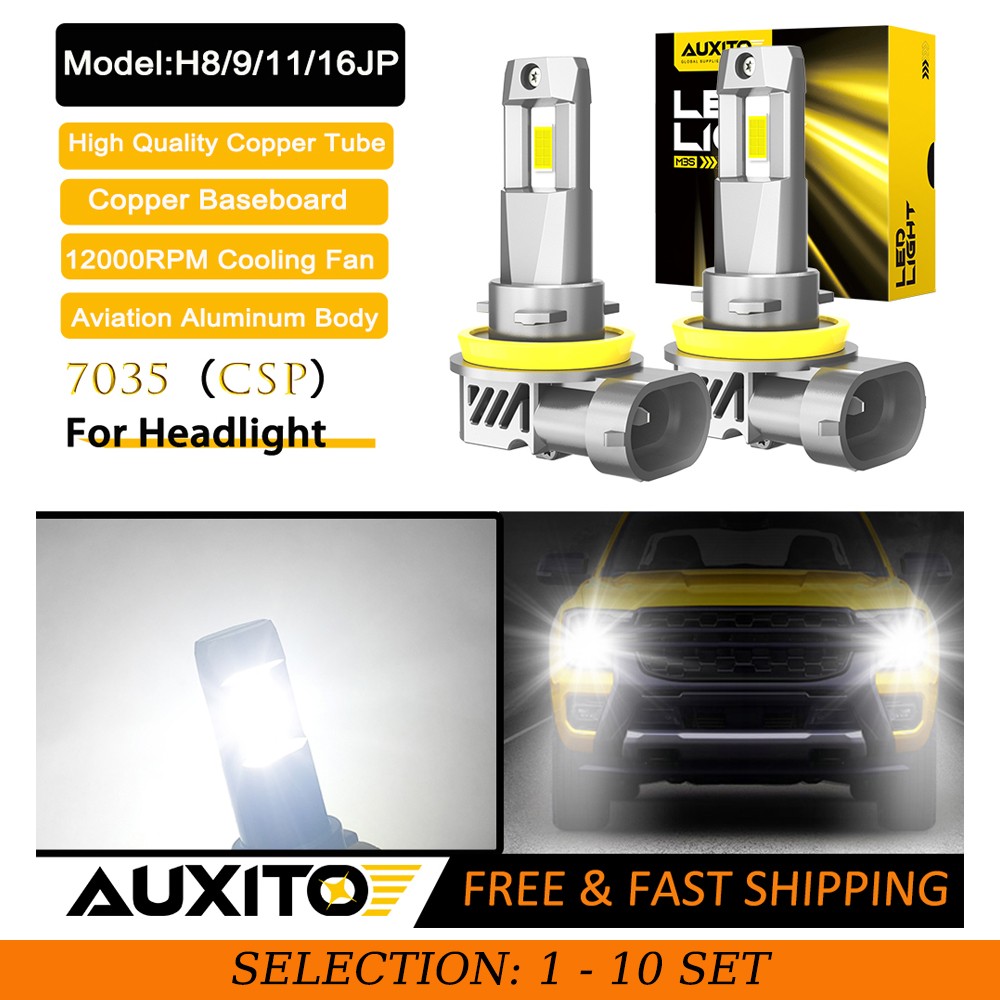 AUXITO H11 H8 H9 LED Headlight High Low Beam Bulb Super Bright 6500K White 2-20X