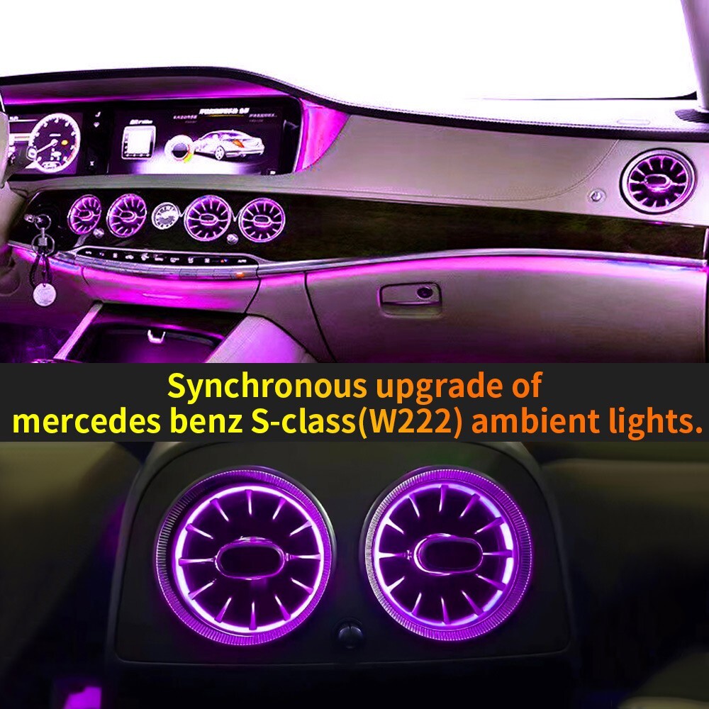 2x Rear Vent LED Ambient Light For Mercedes Benz S Class W222 2014-2017 7 Colors