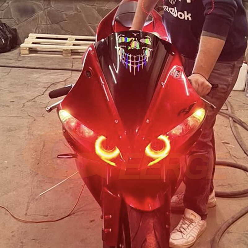 For Yamaha YZF R1 YZF-R1 2009 2014 Multi Color RGB LED Angel Eyes Bluetooth APP