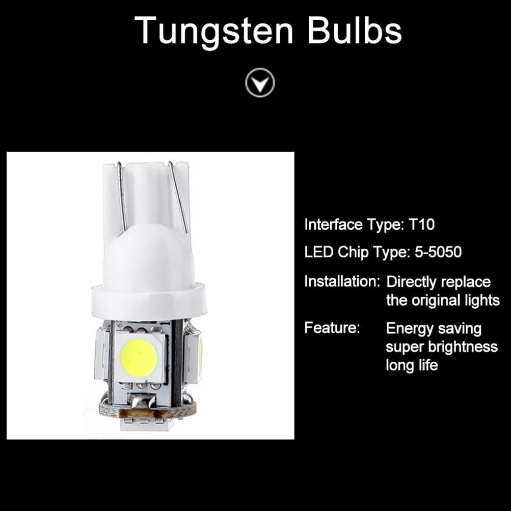 Universal T10 5-5050-SMD LED Bulbs – 20-Pack White Dash Lights, 50000 Hours