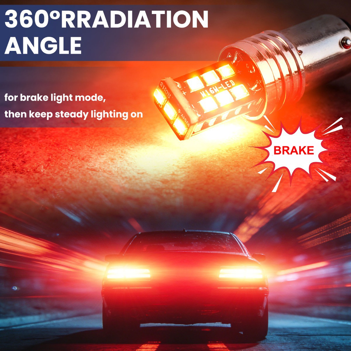 2X 1157 LED Safety Brake Stop Tail Parking Light Bulb 6000K Bright Red Lamp 16W