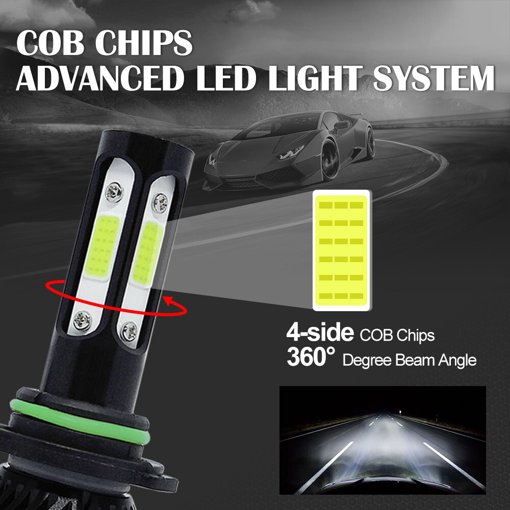 4-Side 9005 9006 Bulbs Combo LED Headlight Kit High Low Beam Bulb 4800W 720000LM
