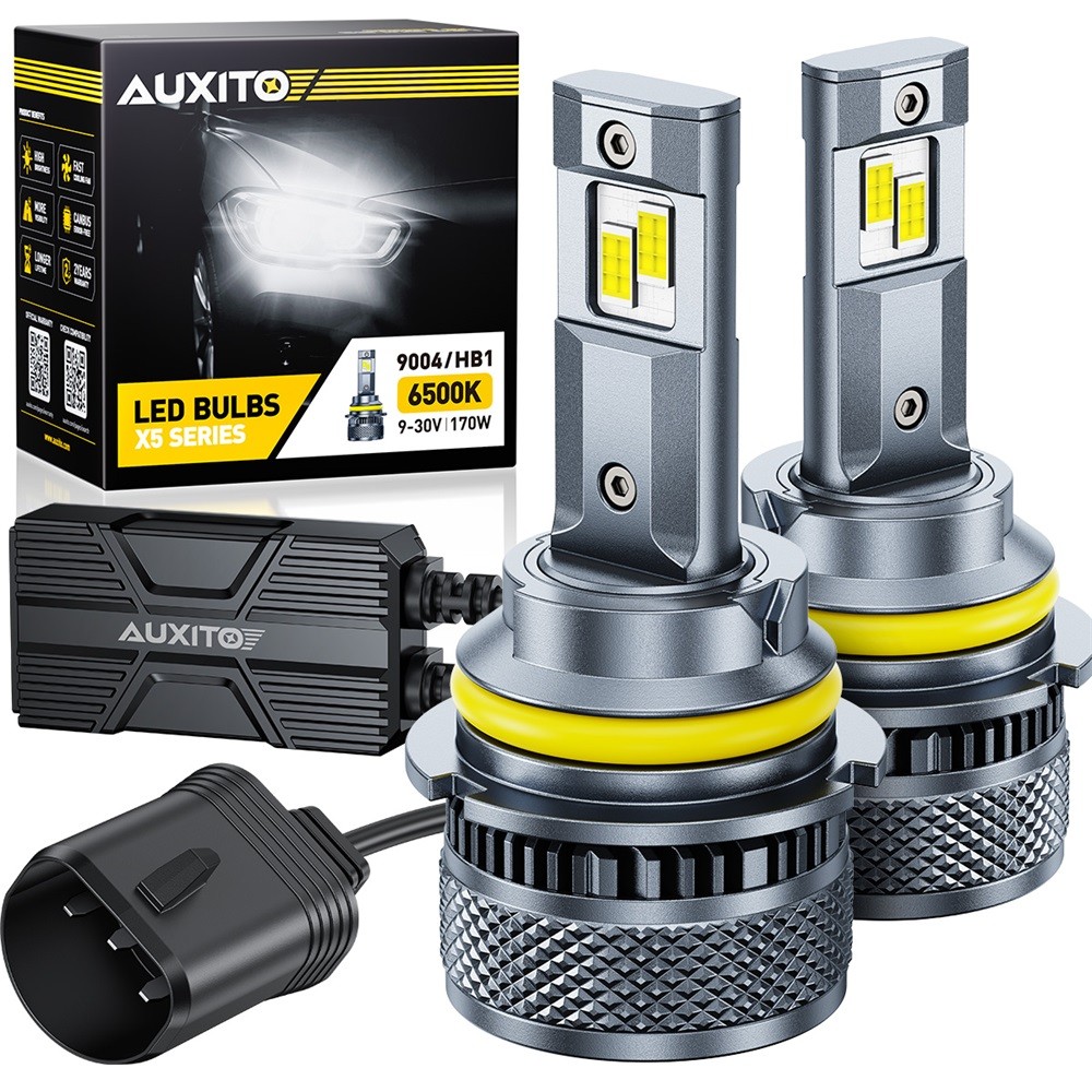 AUXITO 9004 HB1 LED Headlight Bulbs 6500K White 32000LM For Halogen Replace X5