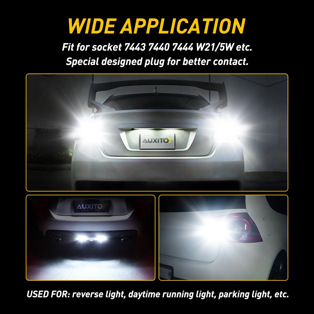 7443 7440 LED Tail Brake Backup Reverse Turn Signal Light Bulb White 6000K 2-20x