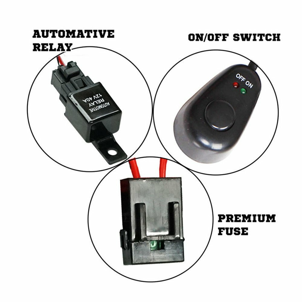 40A Fog Lamp Wiring Harness Kit Fuse ON OFF Switch Relay For LED Work Light