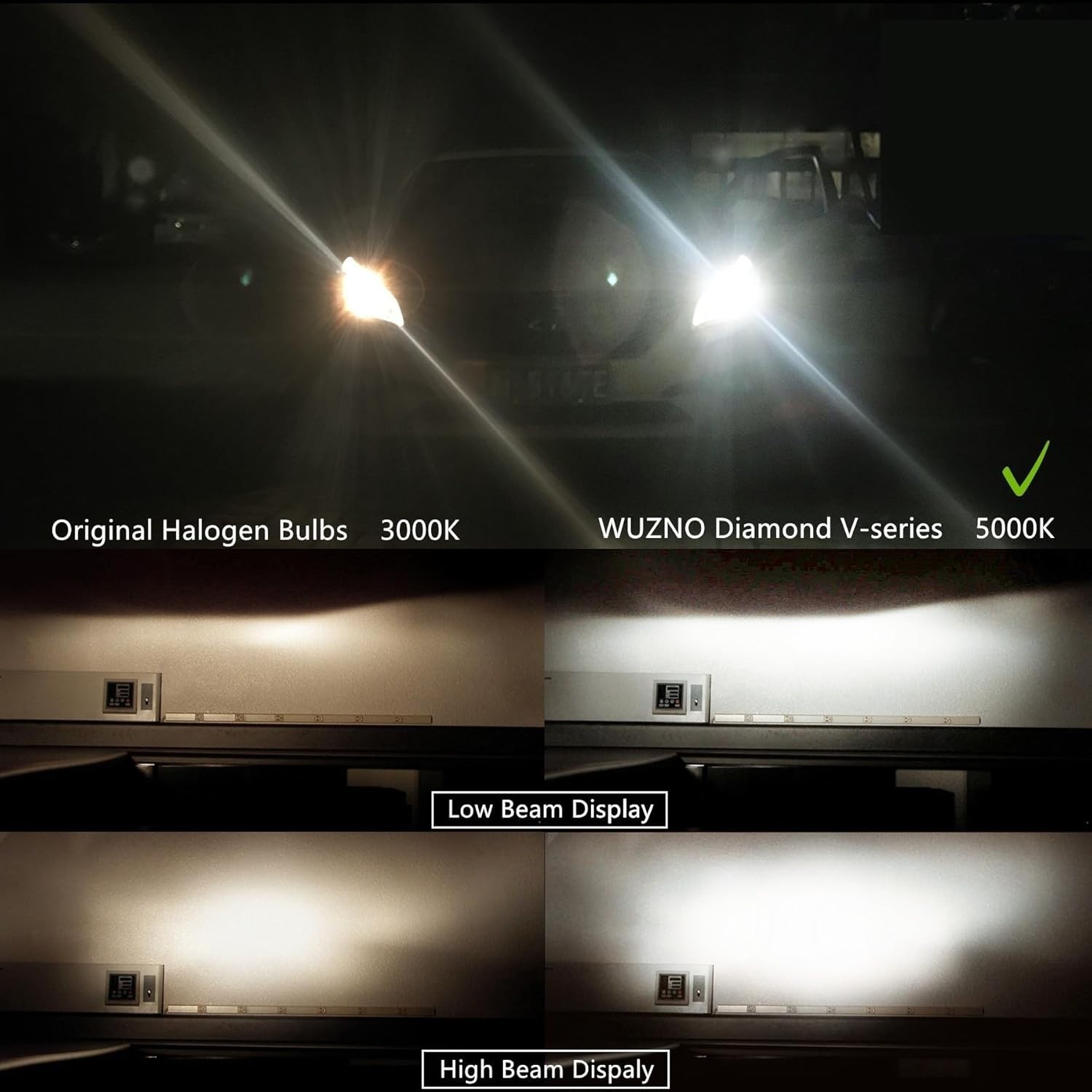 Halogen Headlight Bulb 9012 12V 55W High Low Beam White 5000K 2 Pack