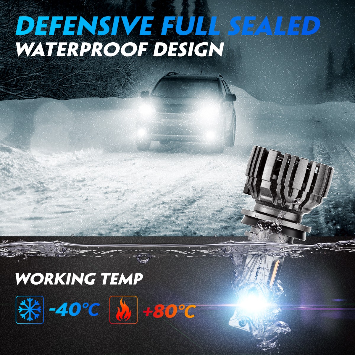 NOVSIGHT H11 LED Headlight Bulbs Low Beam Super Bright White 6500K 30000LM 140W