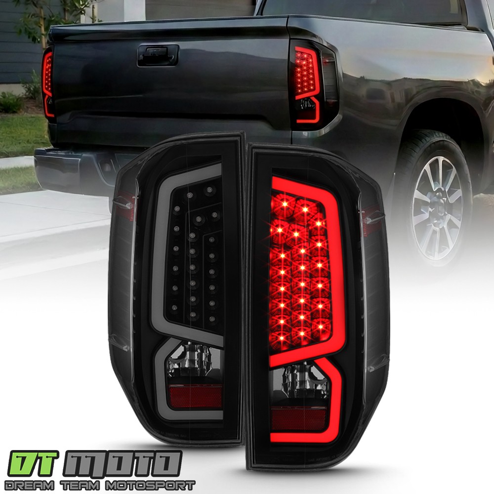 For 2014-2021 Toyota Tundra Smoke Lens Clear LED Tube Tail Lights Set Left+Right