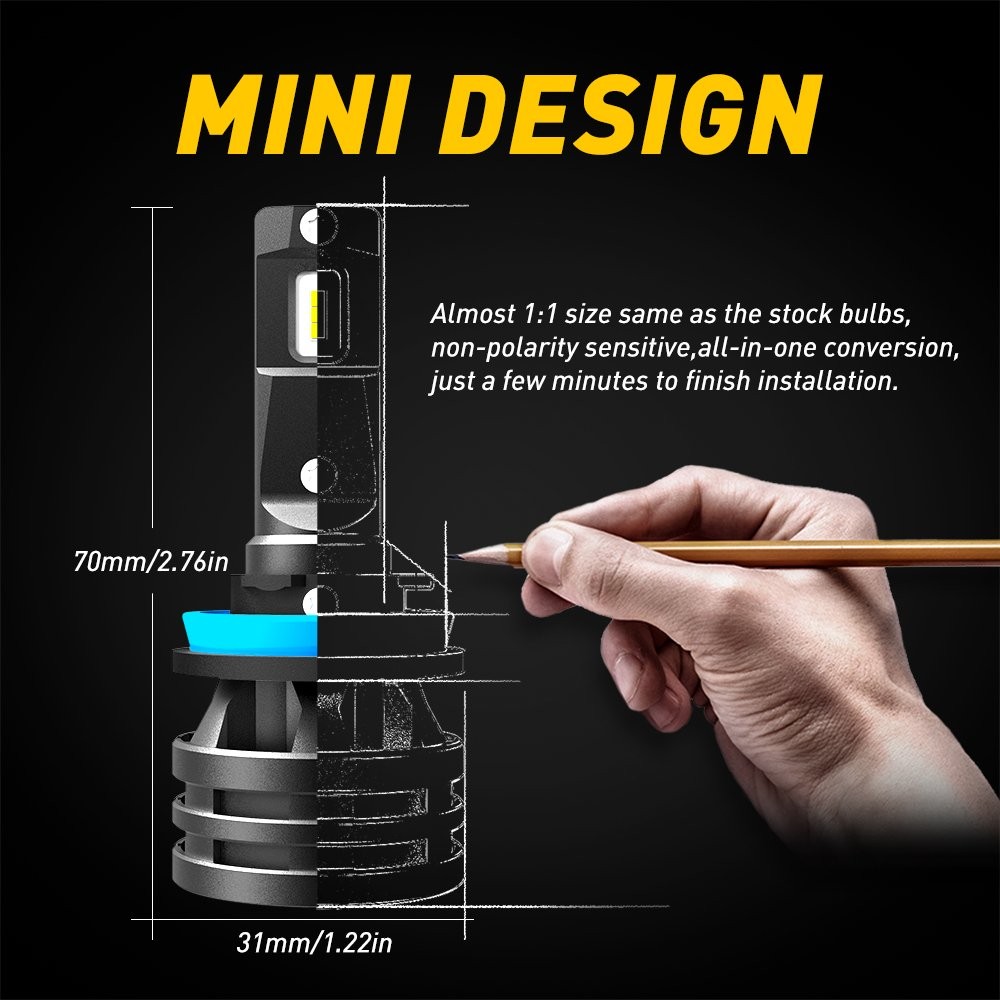 AUXITO H11 9012 9006 9005 LED Headlight Bulbs High Low Beam 30000LM 6500K