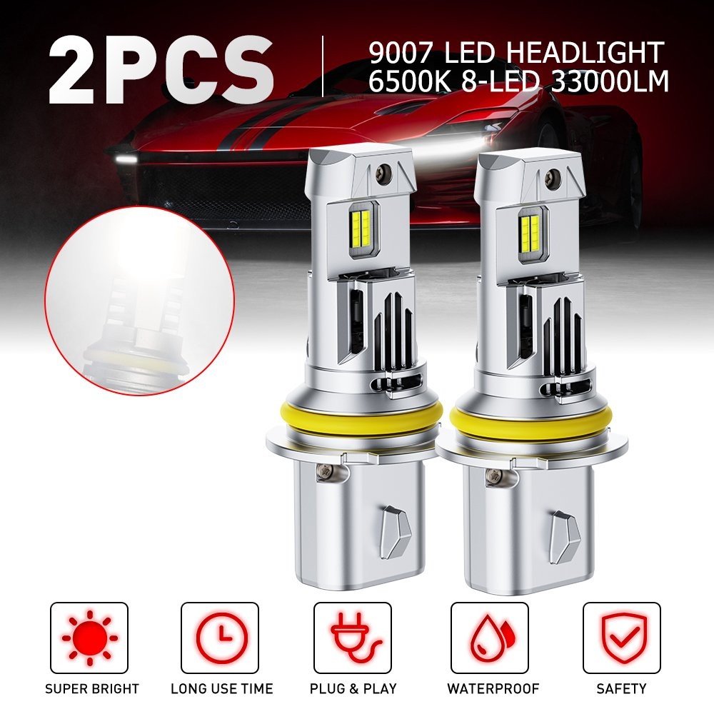 AUXITO 6500K White 9007 LED HB5 Headlight Super Bright High Beam Low 33000LM 2PC