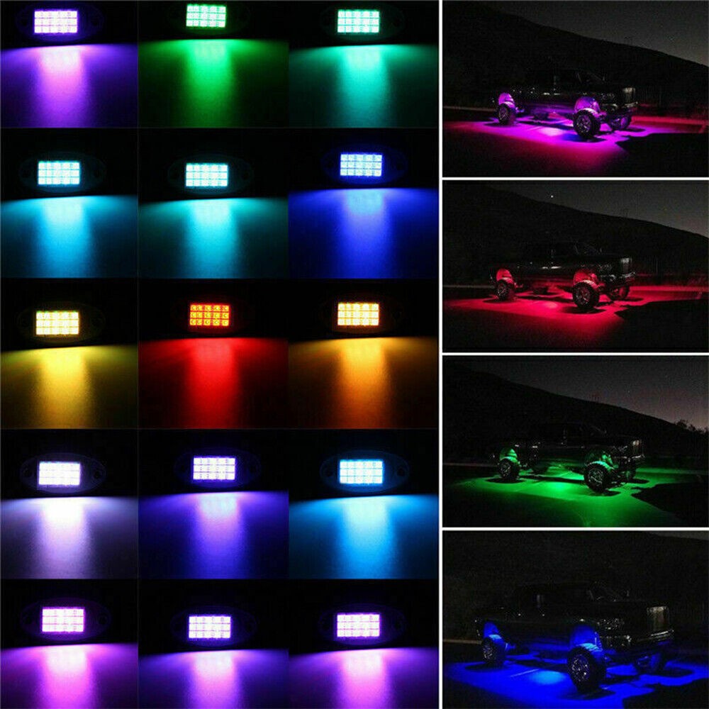 Fit for Chevy GMC Silverado Sierra 1500 2500 3500 8 Pods RGB LED Rock Lights Kit
