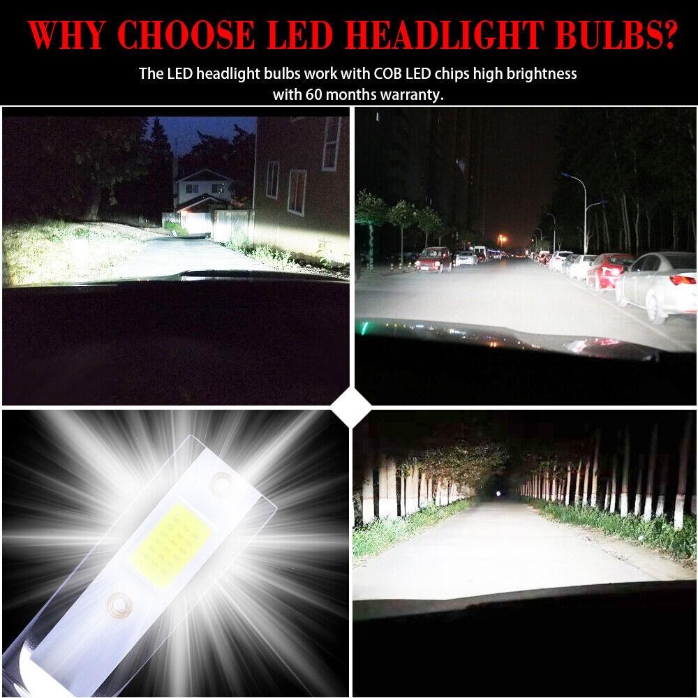HB3 LED Headlight Bulbs Kit High Beam Super Bright 6000K White 20000LM/set