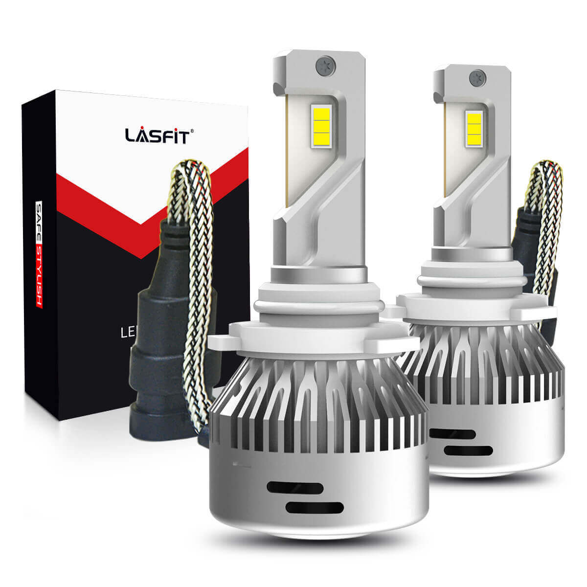 Pair of LASFIT 9005 HB3 LED Headlight Conversion Kit Bulb High Beam 6000LM White
