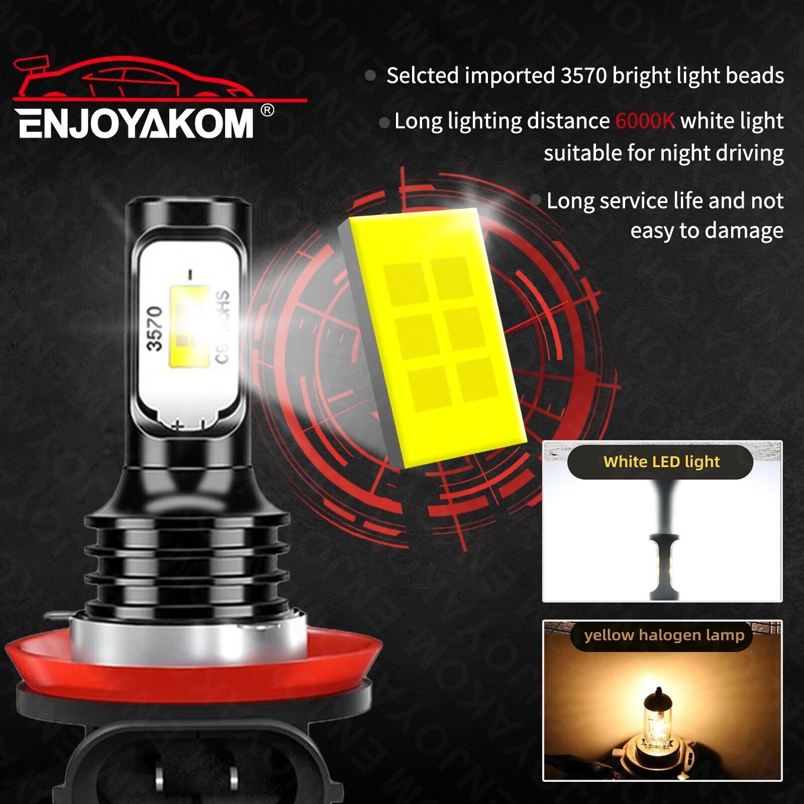 H11 LED Headlight Super Bright Bulbs Kit 8000K White 330000LM High/Low Beam