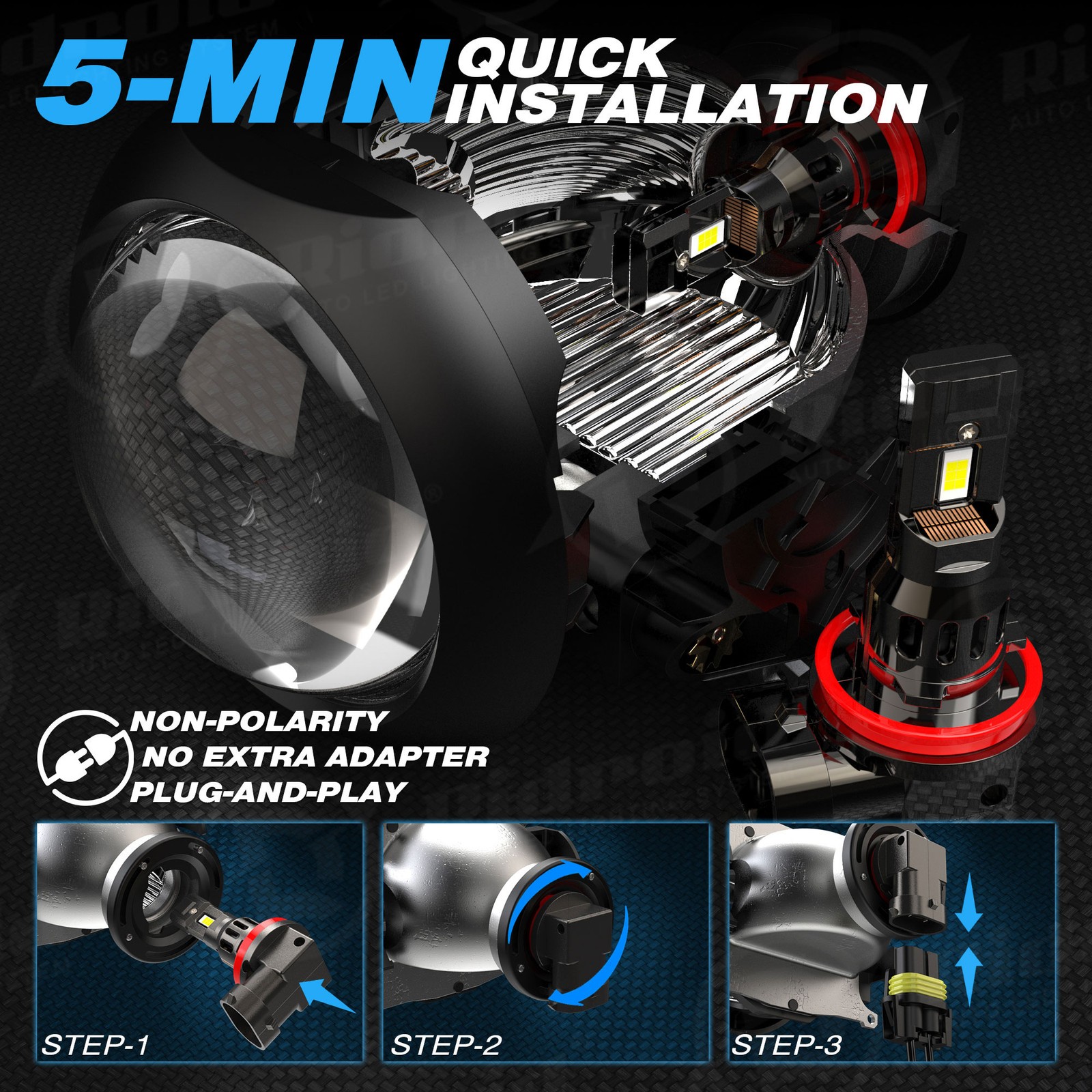 H11 9005 LED Headlight KIT Combo Bulbs 6500K High&Low Beam Super Bright White