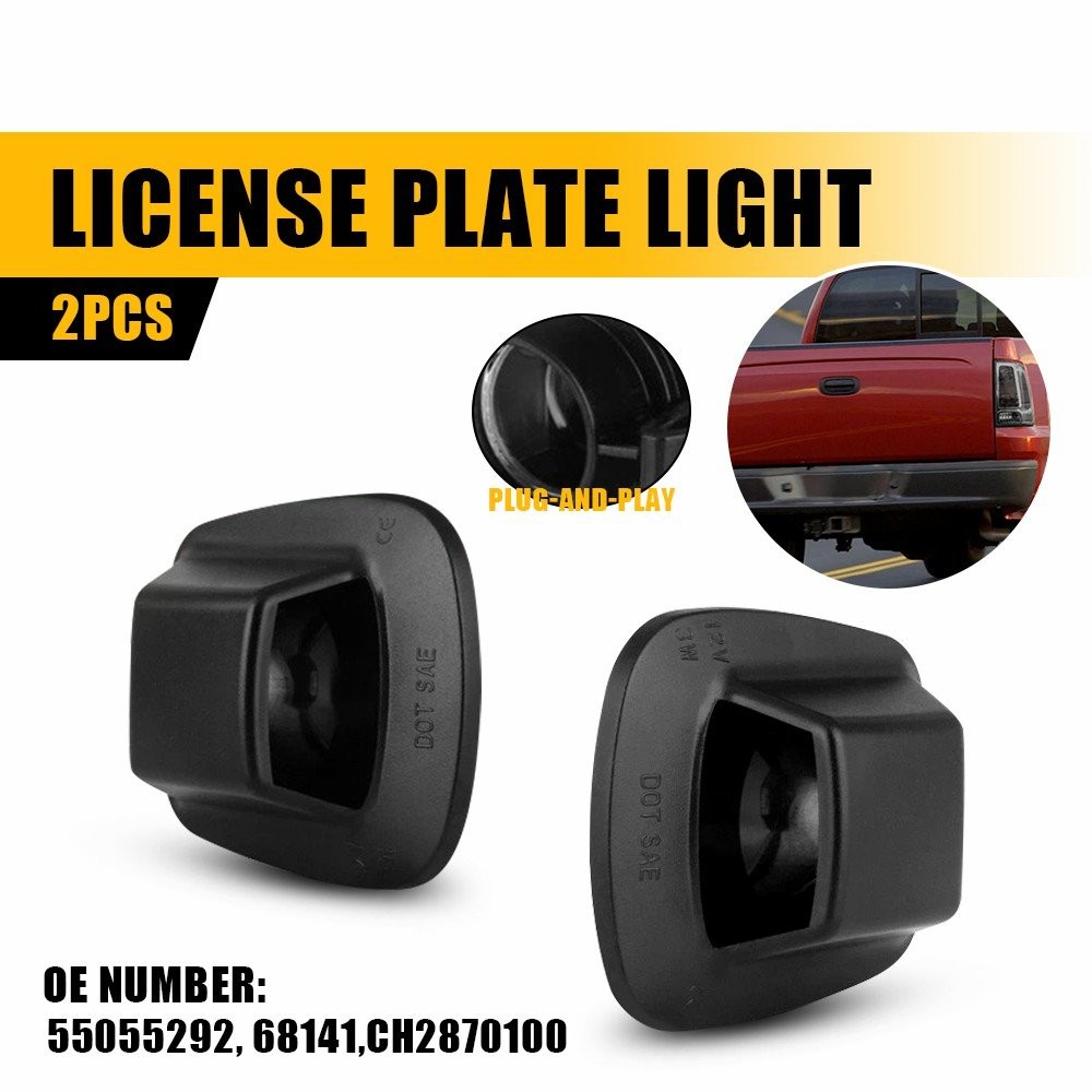 License Plate Light Housing SET For 1997-2011 Dodge Dakota Pickup 55055292 68141