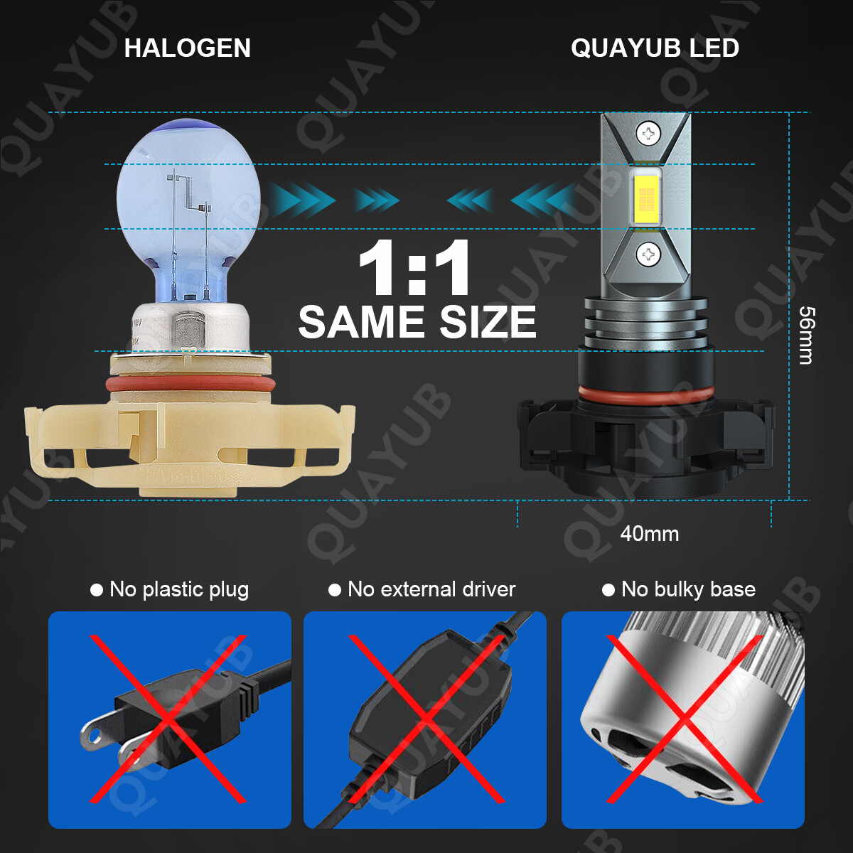 LED Fog Light Bulb H16 5202 Fog Light Bulb White 6000K High Power Lamps CSP NEW