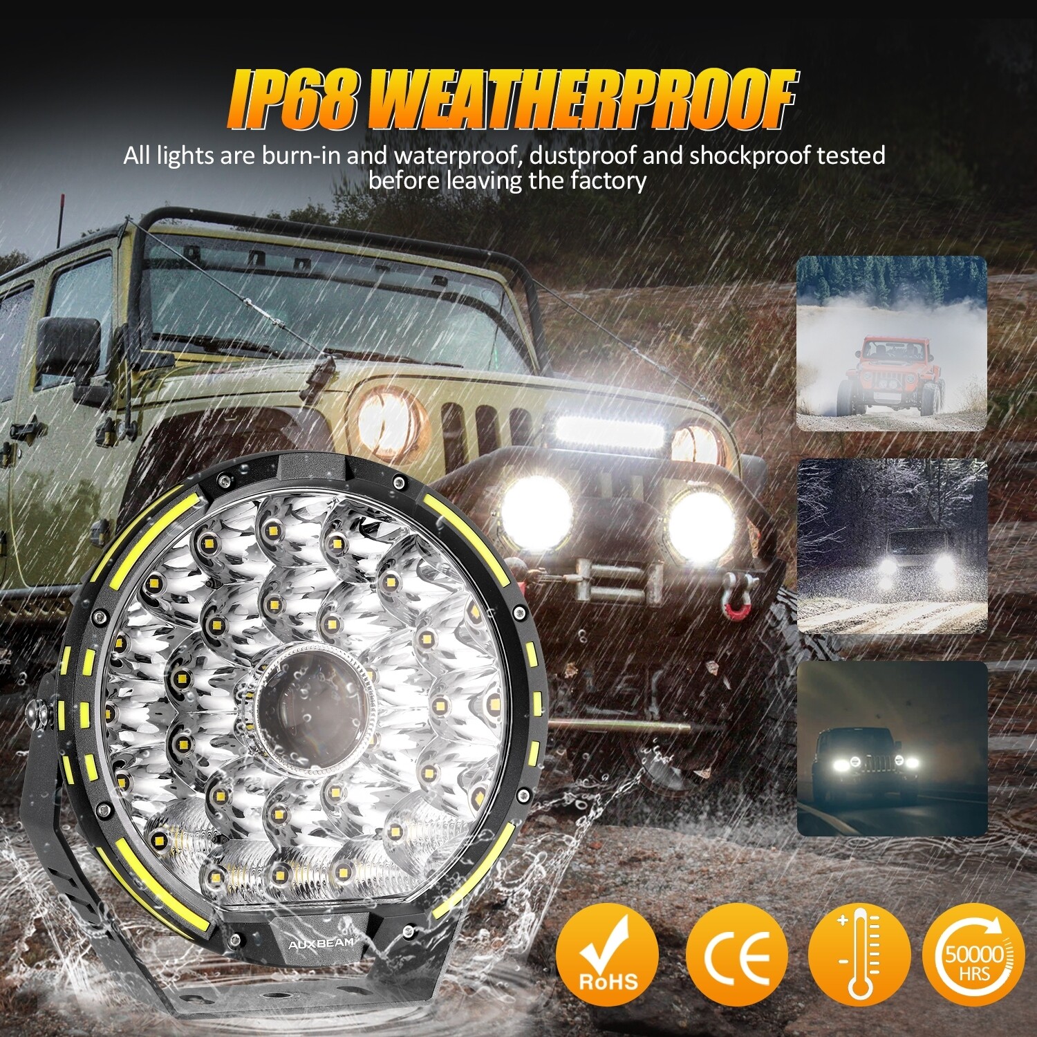 AUXBEAM 9″ 360 PRO LED Work Fog Lights Pods Auxiliary Driving Lamp & Cover Kits