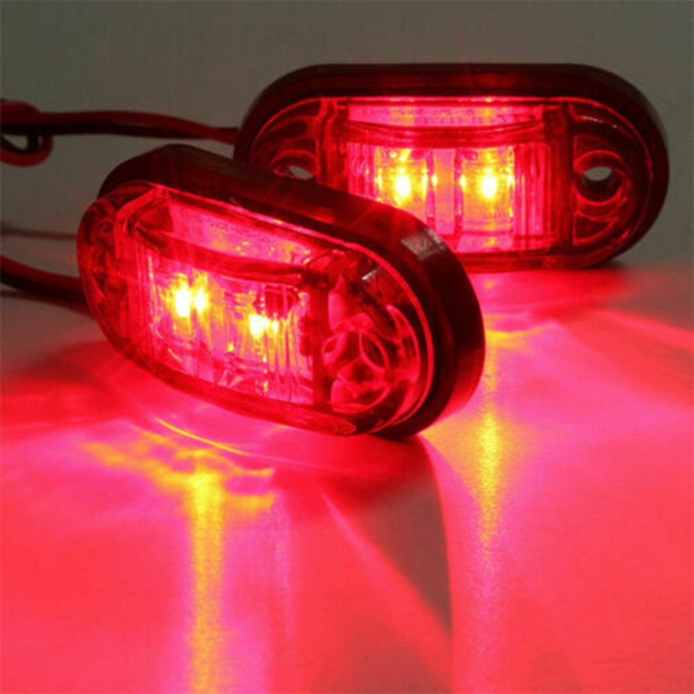 Truck Trailer Clearance Light Waterproof 10* Red 2-LED Side Marker Lights