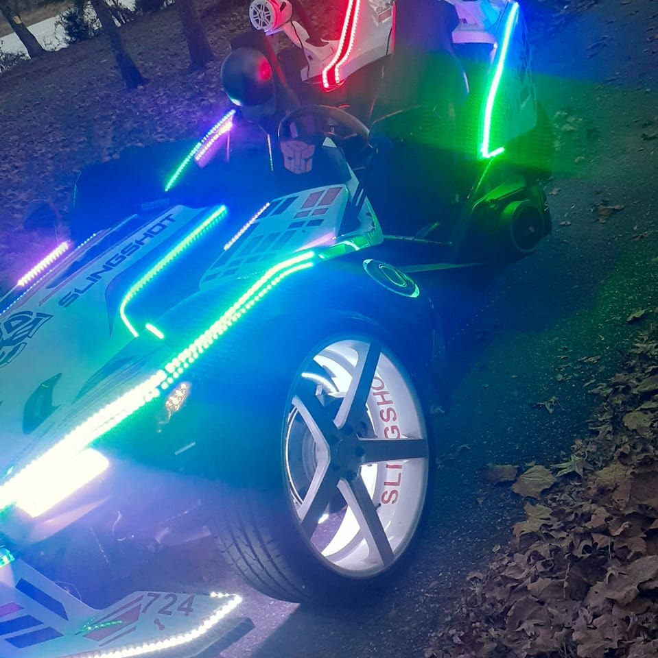 16PCS Triple Row 1/2/3/4/5/6.5FT Treble LEDs CHASING Slingshot Hood Light Strips