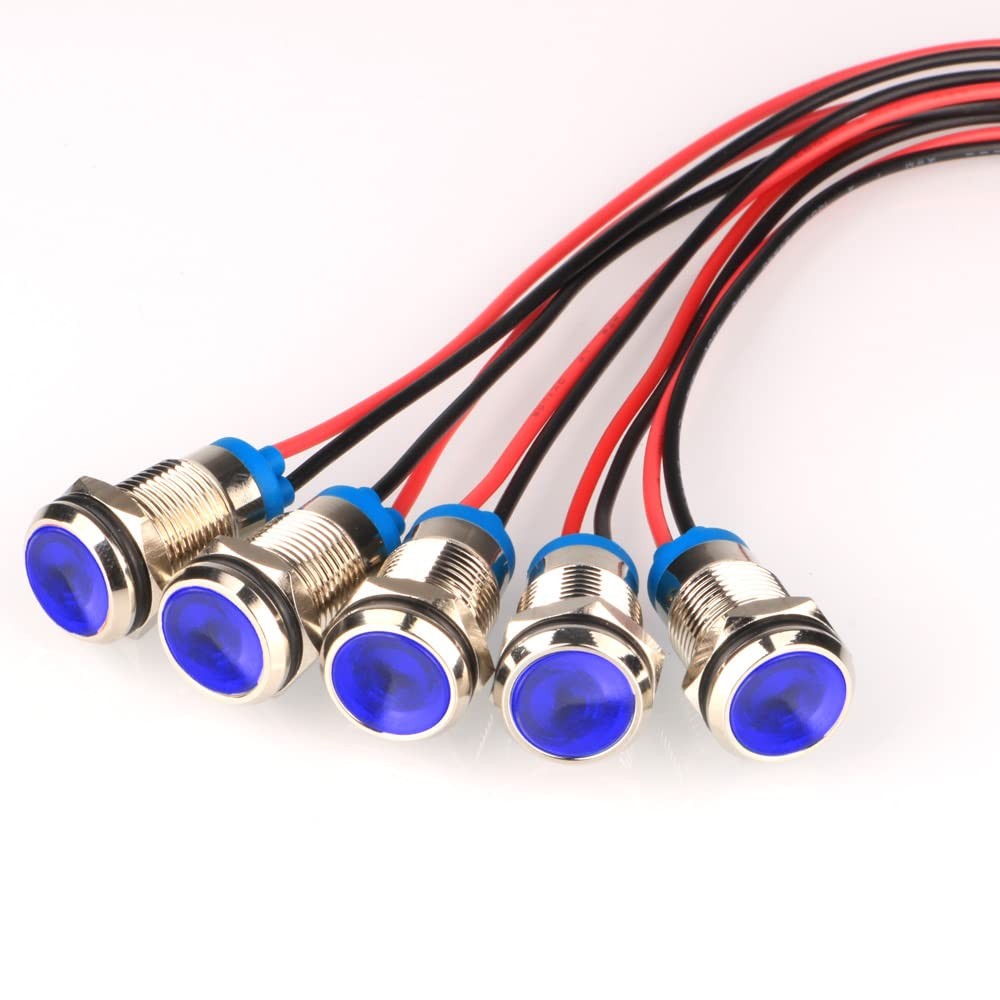 5pcs 10mm Energy-saving LED Metal Indicator Light AC/DC 12-24V Waterproof Sig…