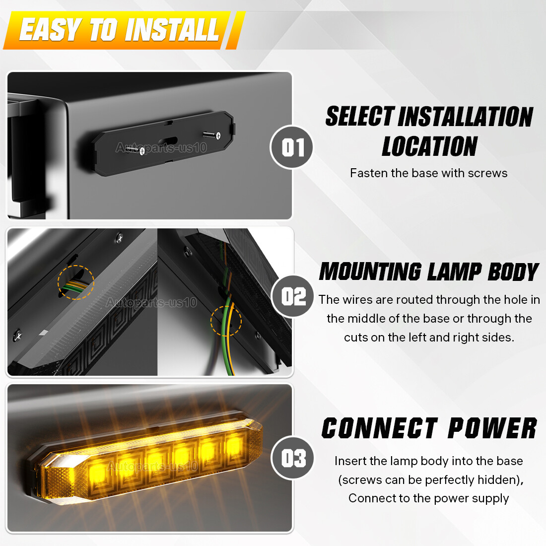10x 4.7″ LED Side Marker Lights Strip Smoked Amber Green Dual Color Clearance