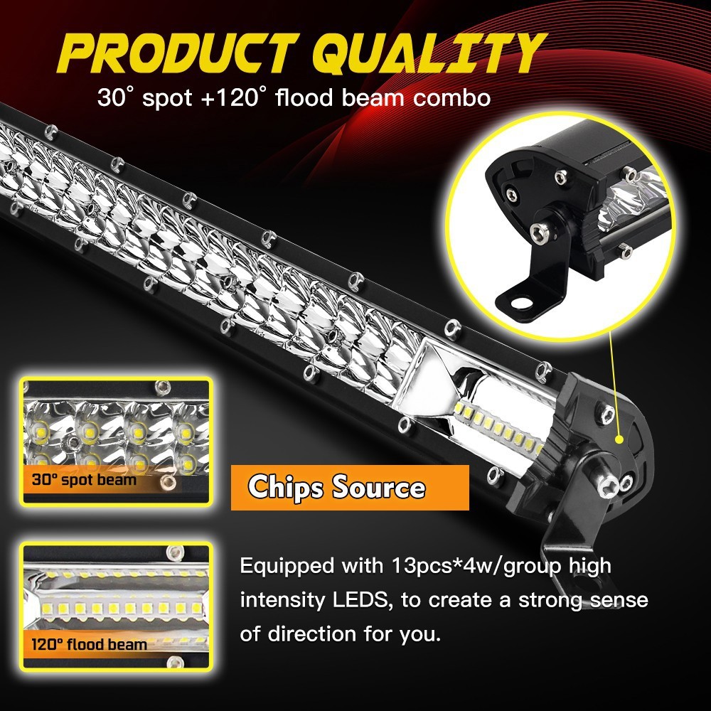 Dual Row 7/14/20/26/32/38/44/50″ LED Light Bar Offroad Driving SUV UTV Truck 4WD