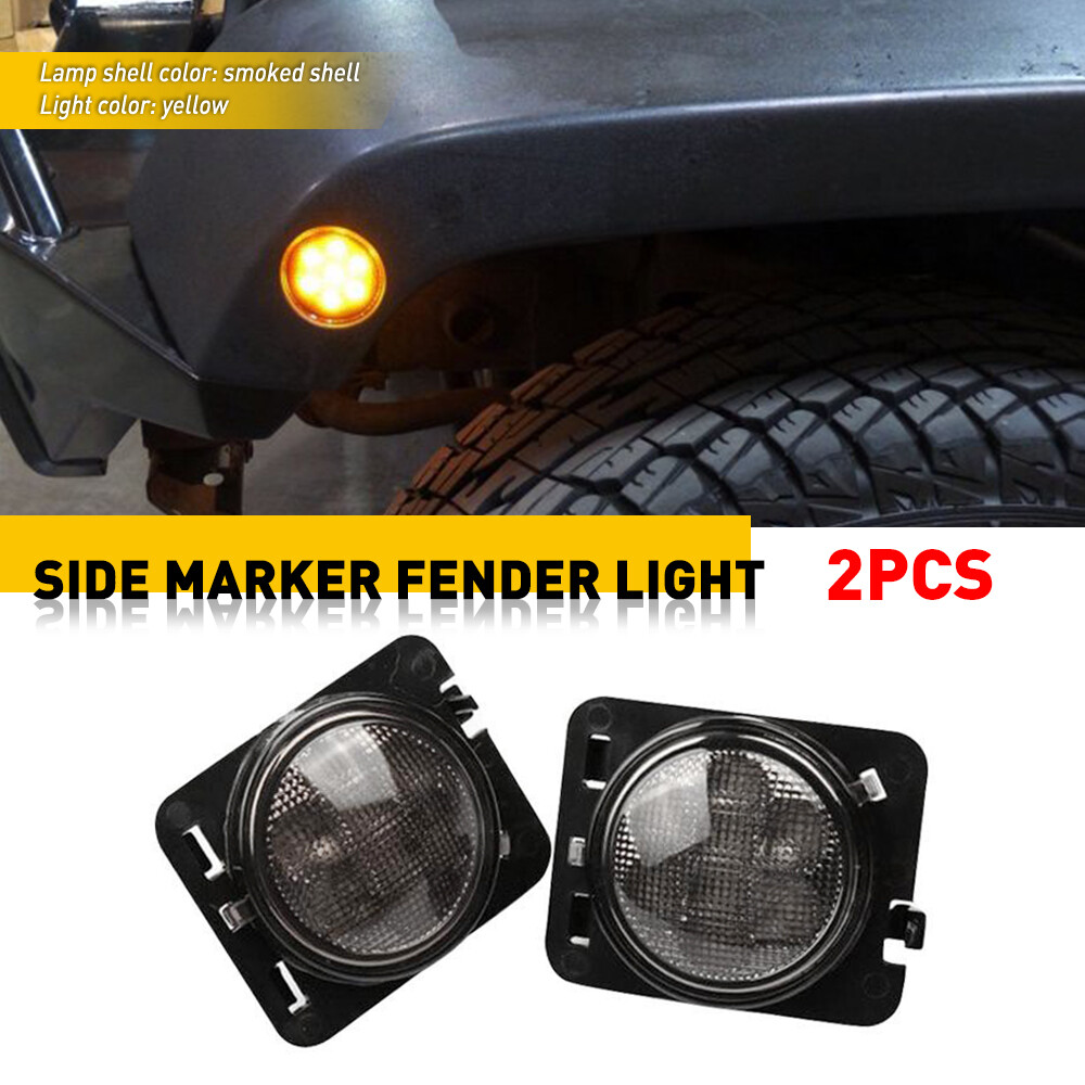For 2007-2018 Jeep Wrangler Jk LED Side Marker Light Front Fender Flares Lamp 2x