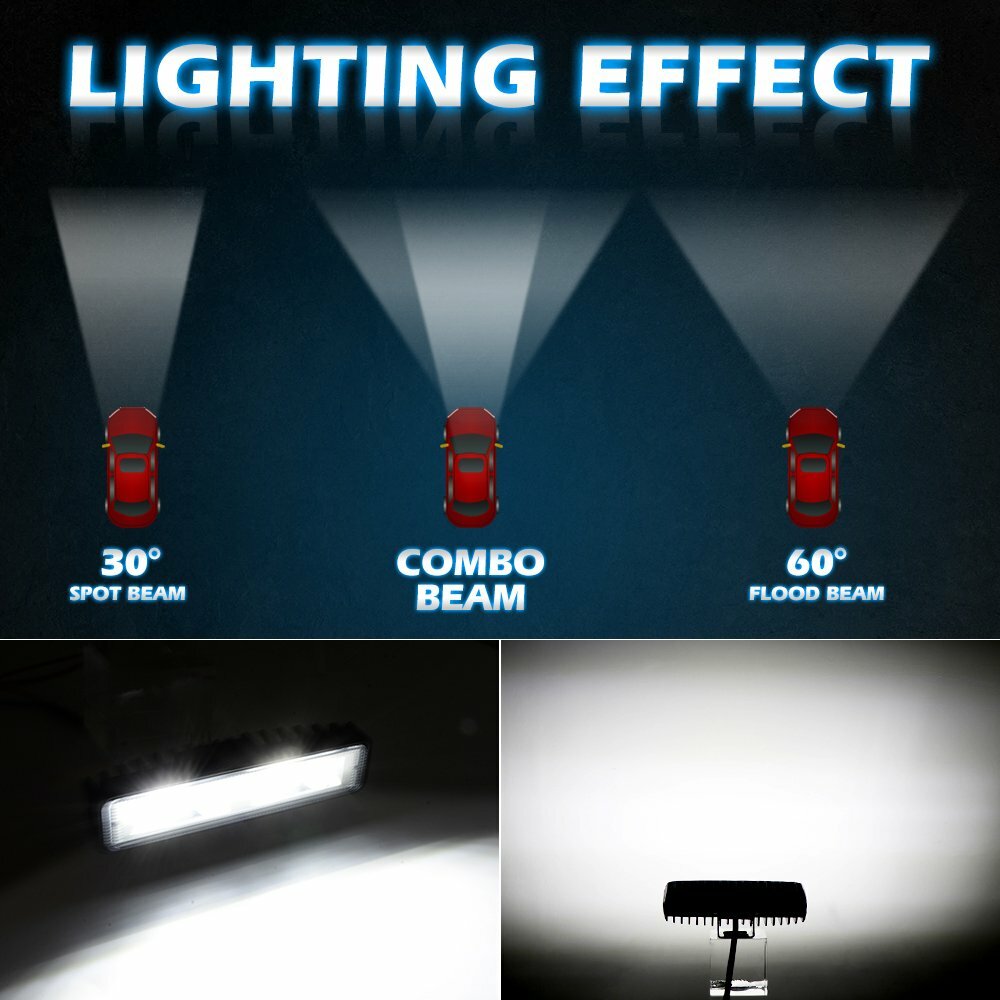 10PCS 6 Inch 48W LED Work Lights Driving Fog Flood Beam Light Bar Offroad SUV