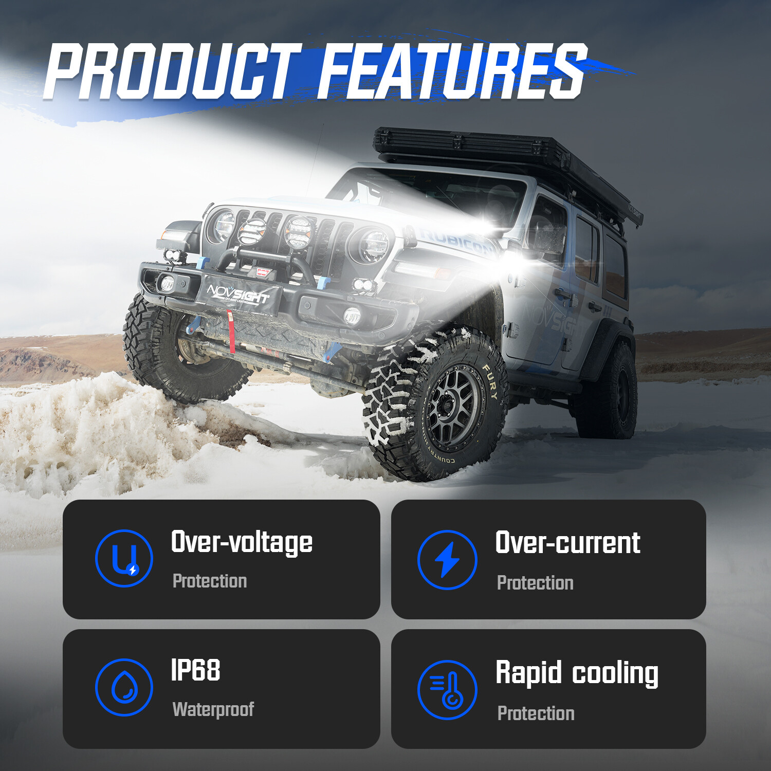 NOVSIGHT 3″ LED Off Road Pods Work Lights Ultra Bright For Jeep Truck ATV SUV
