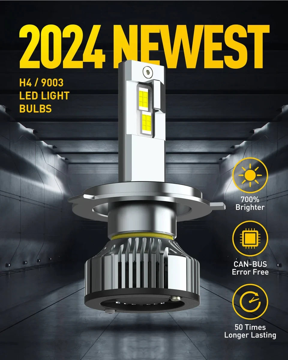 H4 120W Y19 Auxito Premium Super Bright LED Headlight Bulbs 12-24V (1 Pack)