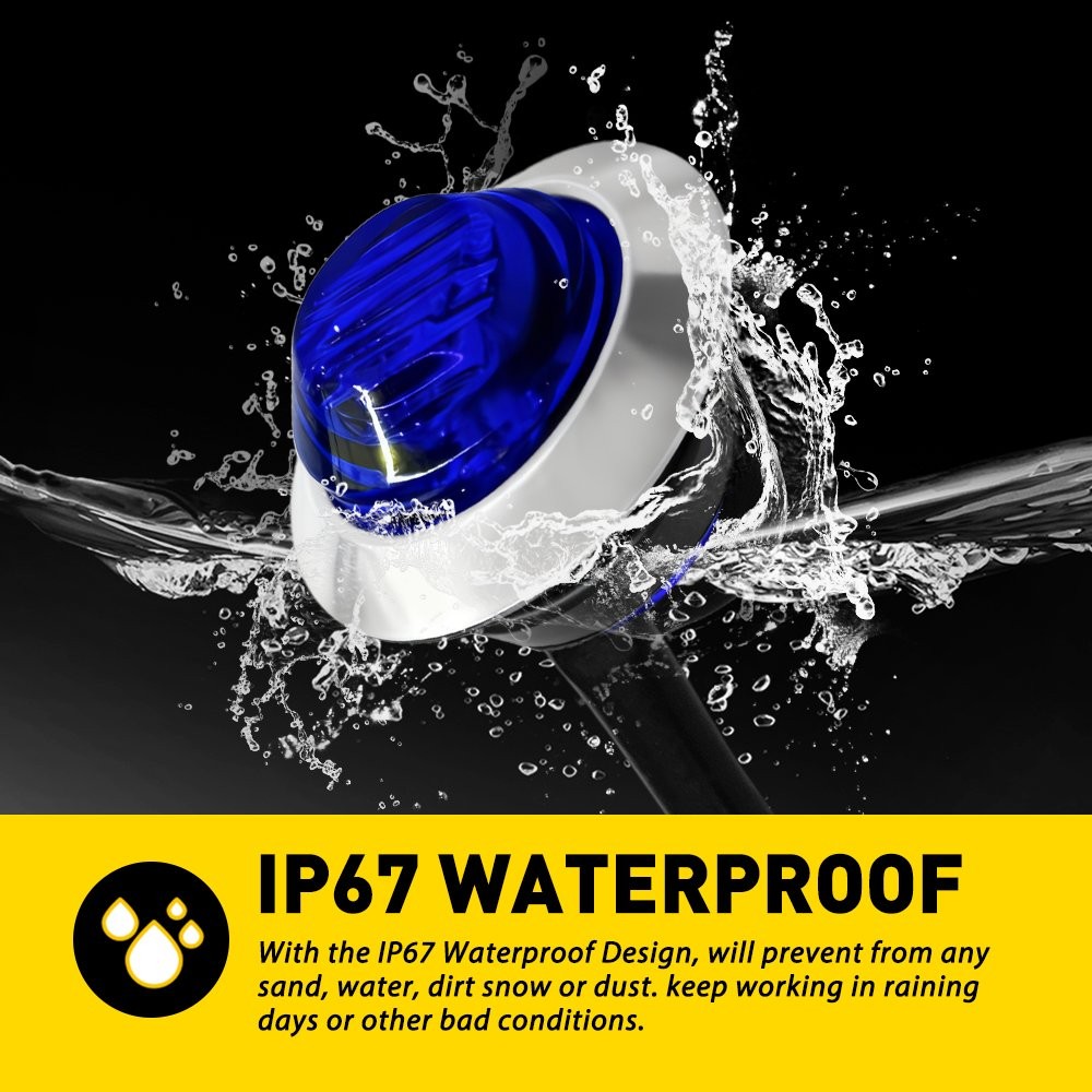 20X 3/4″ Inch Blue LED Dual Strobe Steady Marker Lights 12V Waterproof IP67 EPY