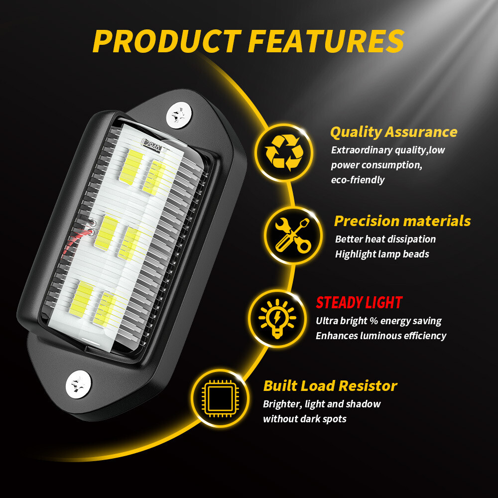 4Pcs 6 LED Car Van Rear Number Tail License Plate Light Signal Lamp PVC Plastic