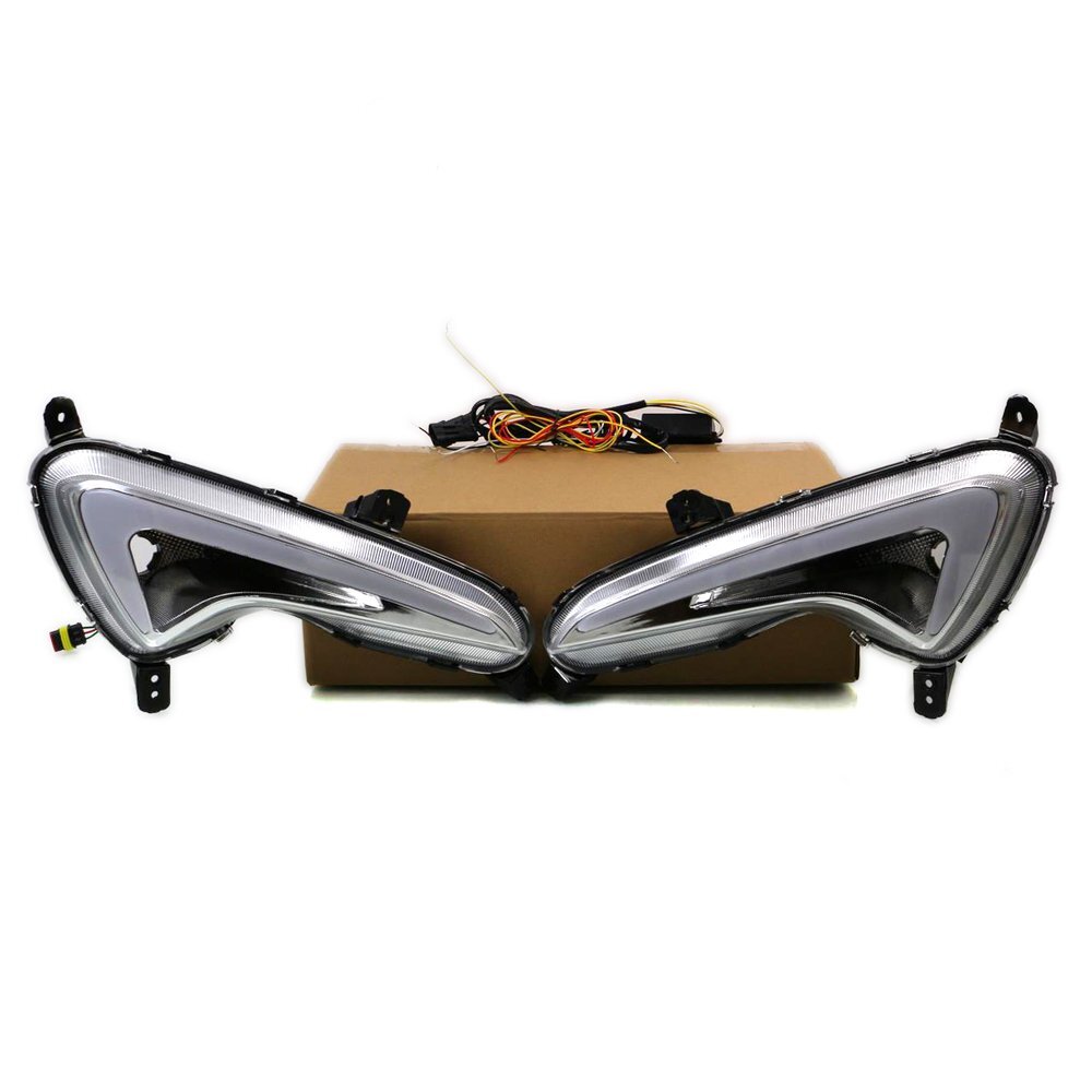 DRL Daytime Running Light LED Lamp For Hyundai Accent Solaris Verna 14-16 W Turn