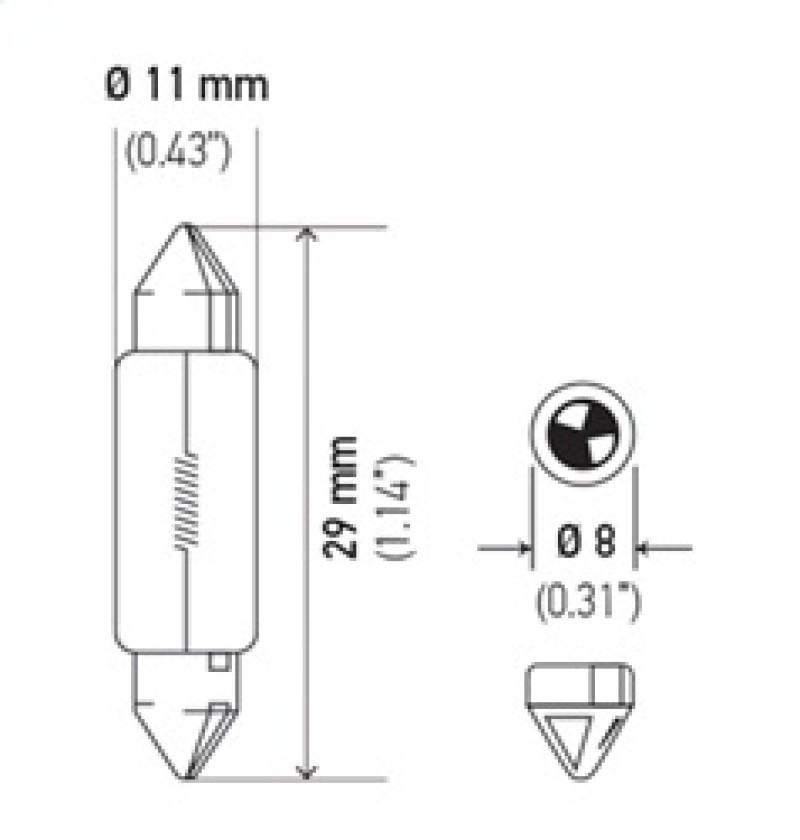 Hella Bulb Fits 6428 12V 3W SV7-8 T2.25 8x28mm