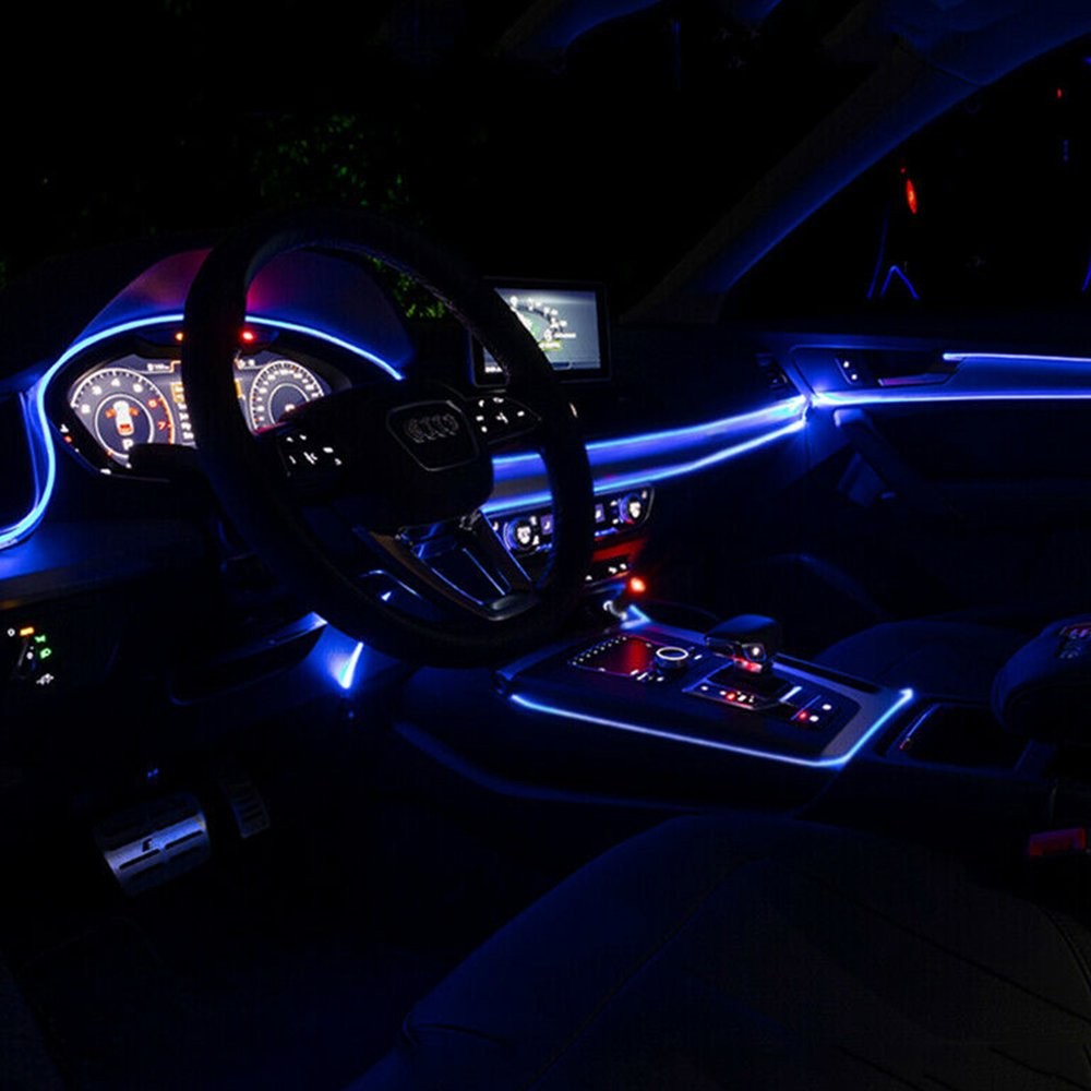 2m Blue LED Car Interior Decorative Atmosphere Wire Strip Light Accessories US
