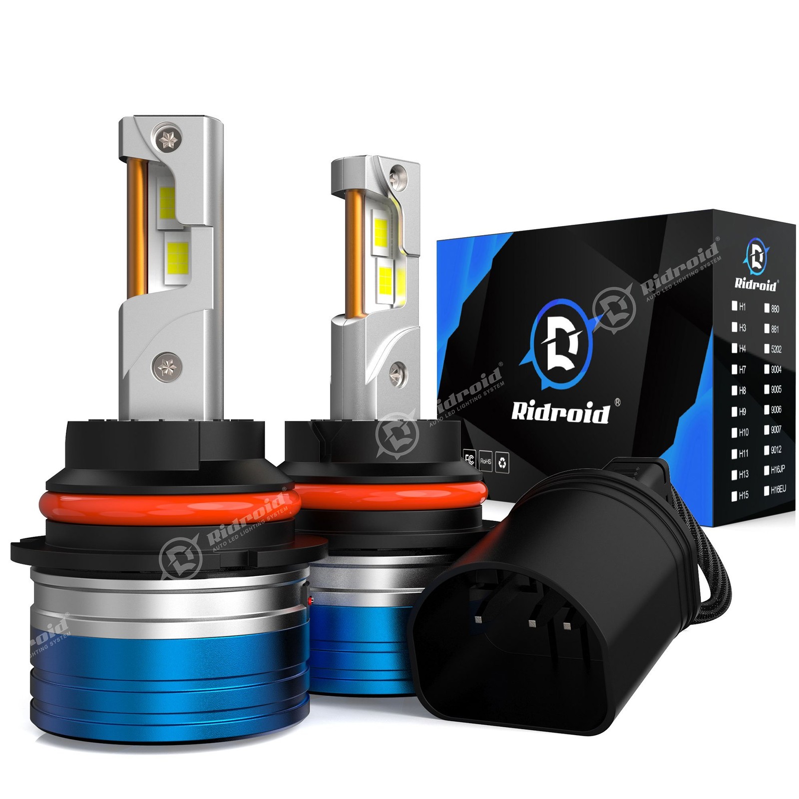 2-side 9007 HB5 LED Headlight Bulbs Kit 72000LM Super Bright High Low Beam Bulbs