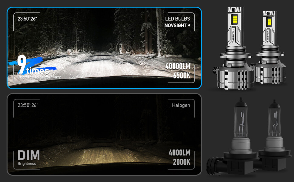 NOVSIGHT 9005 LED Headlight Bulbs Kit High Low Beam 6500K Super Bright 40000LM