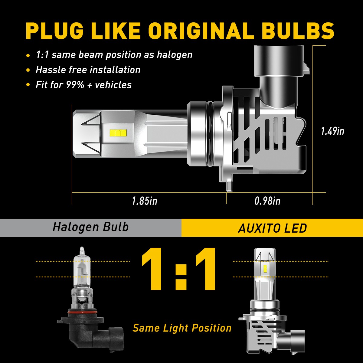 AUXITO 9006 HB4 LED Headlight Bulb Low Beam M3 for Honda Odyssey Civic Accord