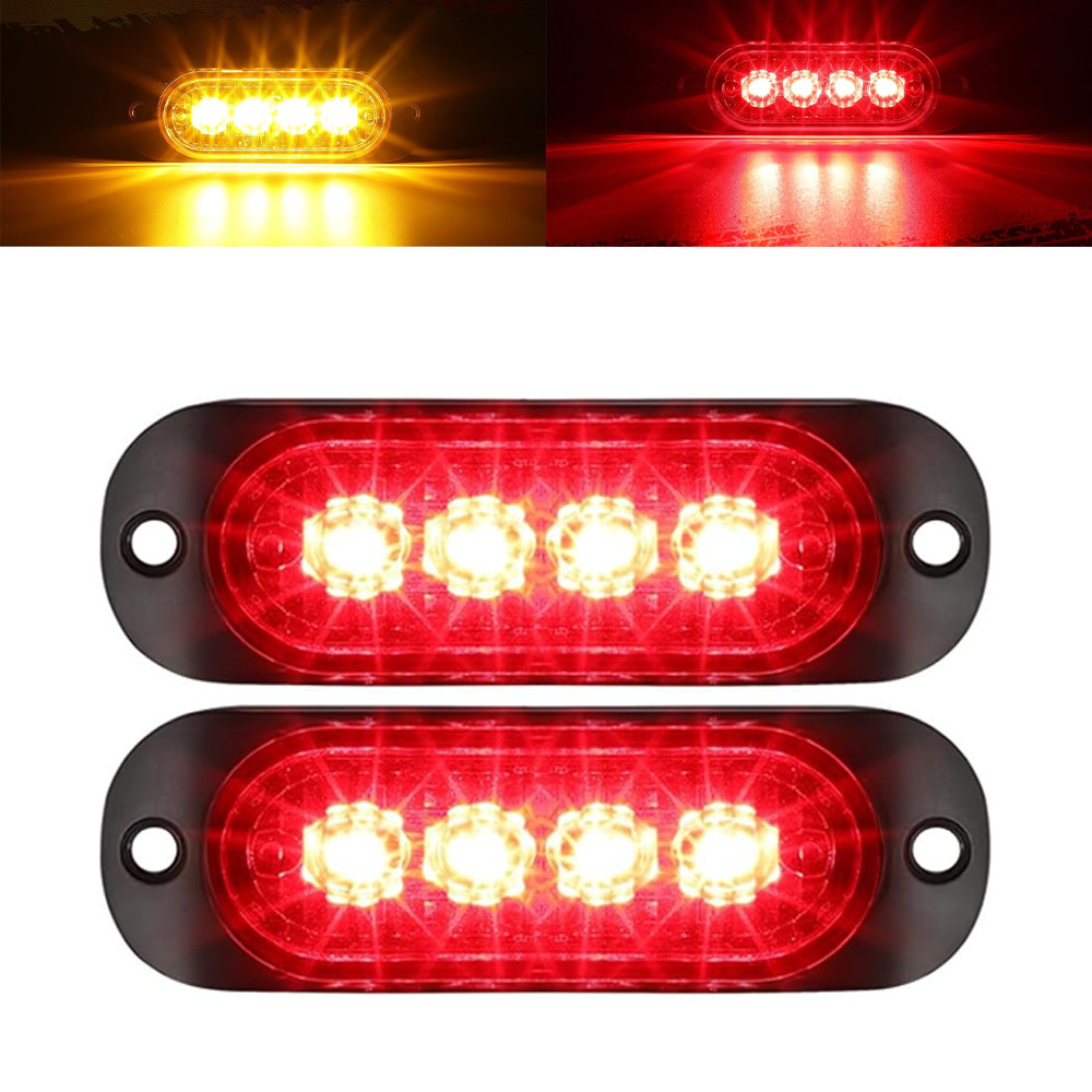 2pc LED Side Marker Amber Red Lights Clearance Light Truck Trailer RV Waterproof