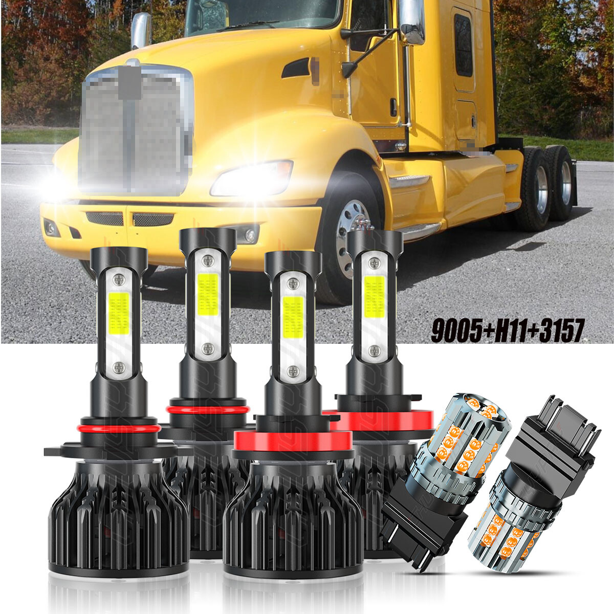 For Kenworth T660 LED Headlights High Low Beam Turn Signal Light Bulbs Kit 6x