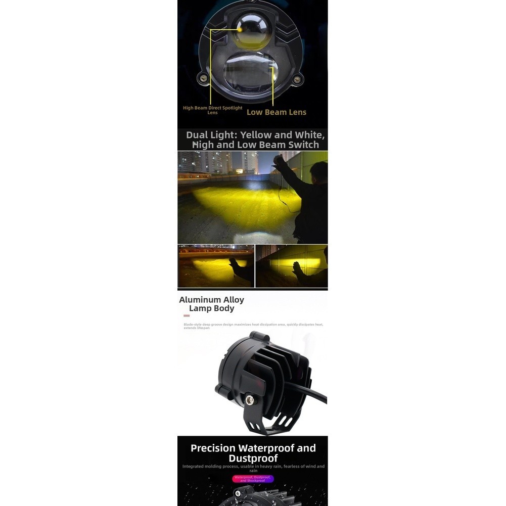 High Brightness U30 LED Motorcycle Spot Light Auxiliary IP67 Aviation Aluminum