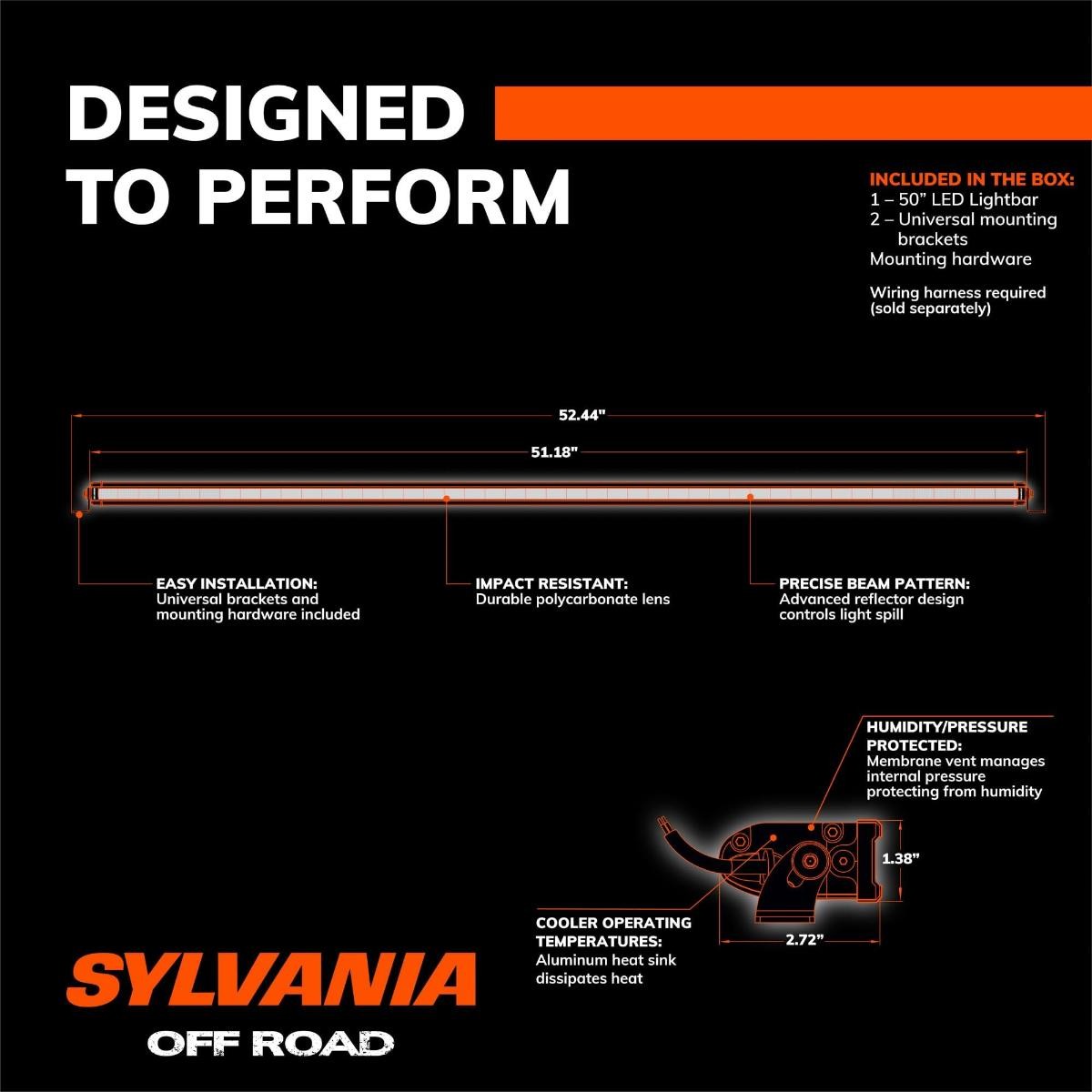SYLVANIA – Slim 50 Inch LED Light Bar – Lifetime Limited Warranty – Combo Light