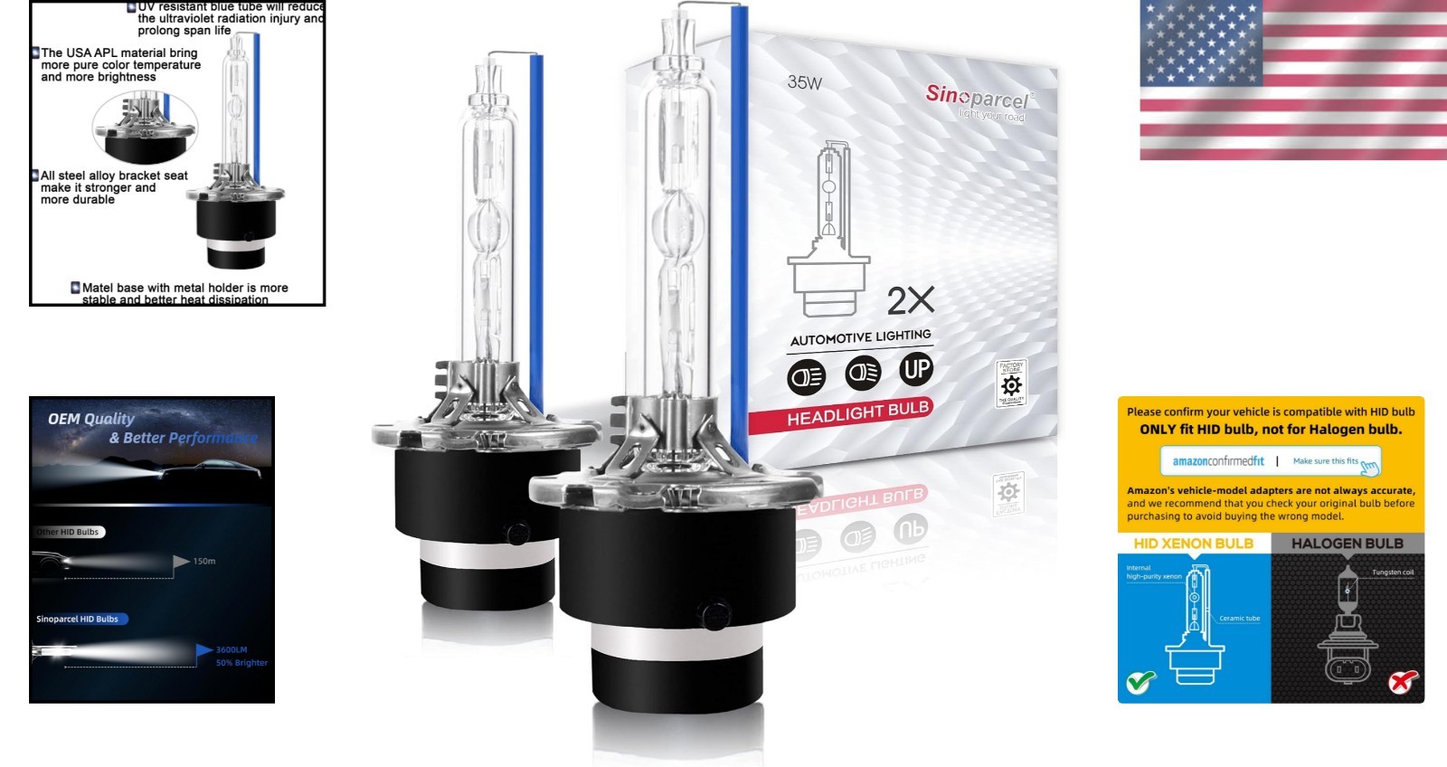 D2S 8000K Xenon HID Bulbs, 2-Pack – 3600 Lumen Output, Lifetime Support Included